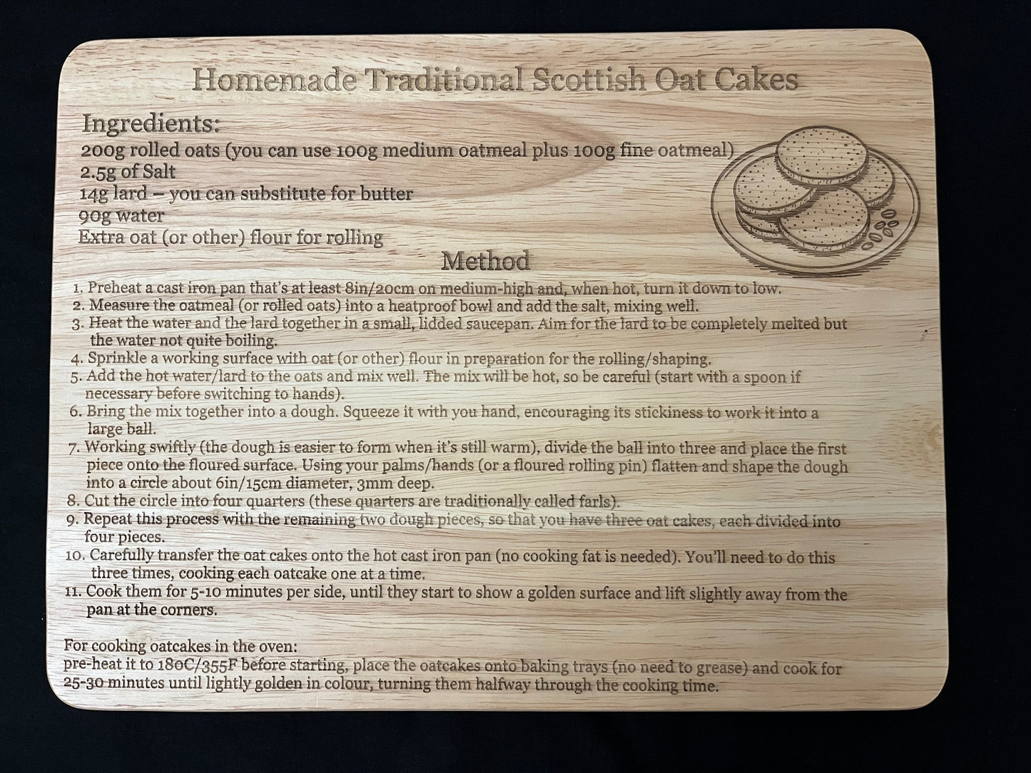 Personalised Hevea Wood Chopping Board – Engraved with Scottish Recipes