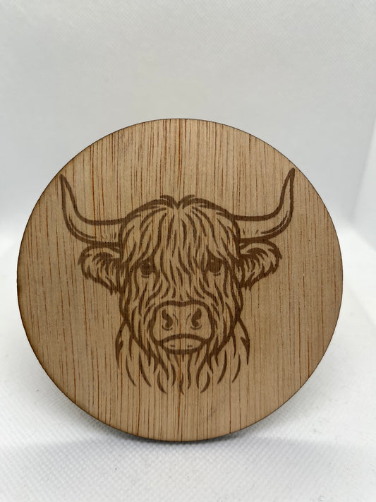 Highland Cow Head Plywood Coaster