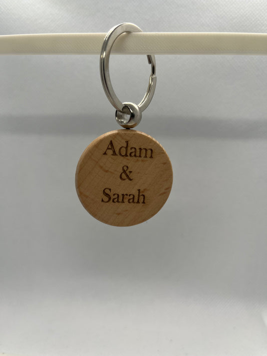 Personalised Wooden Coordinates Keychain – Names or Initials & GPS