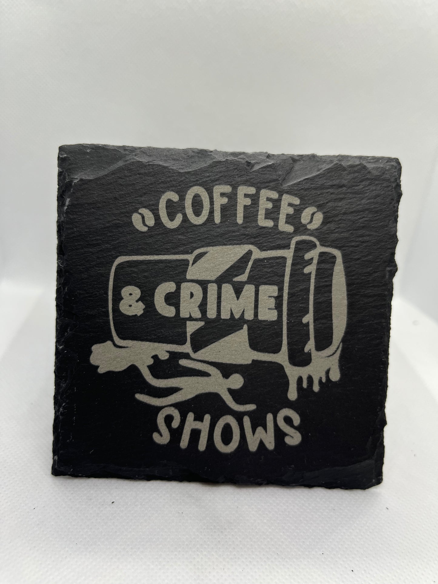 Coffee And Crime Shows Slate Coasters