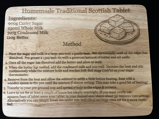 Personalised Hevea Wood Chopping Board – Engraved with Scottish Recipes