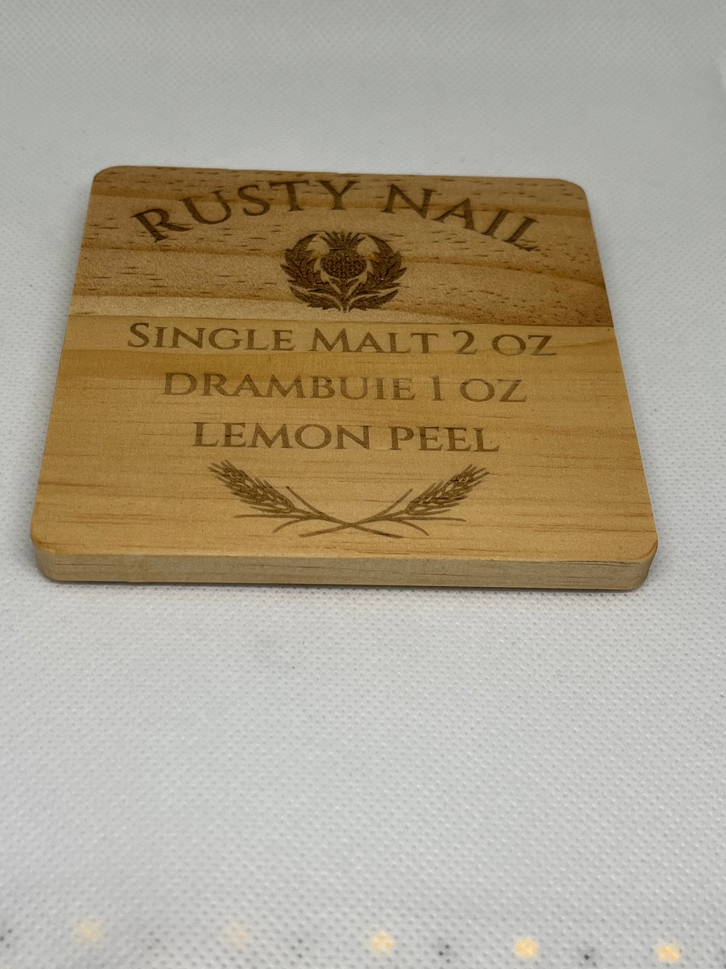 Whisky Cocktail Beech Wood Coaster