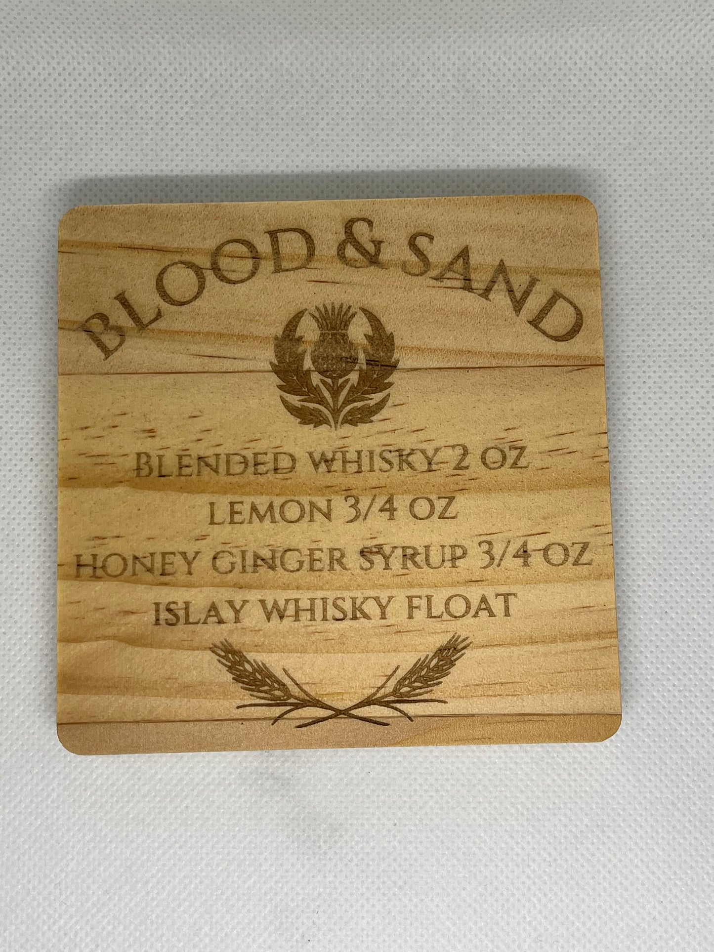 Whisky Cocktail Beech Wood Coaster