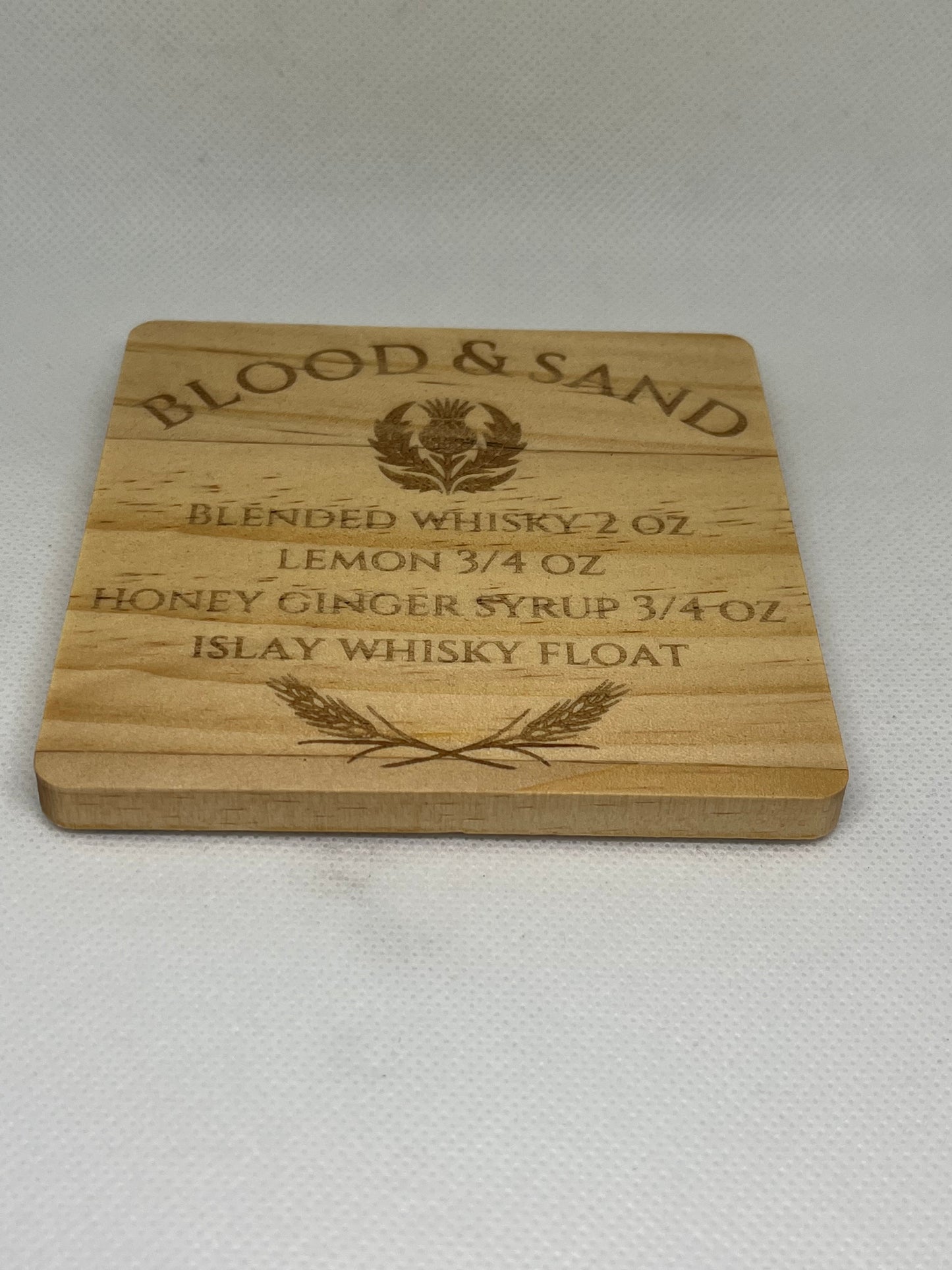 Whisky Cocktail Beech Wood Coaster